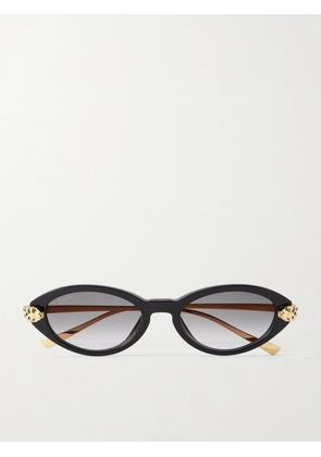 Cartier Eyewear - Panthère De Cartier Oval-frame Acetate And Gold-tone Sunglasses - Black - One size