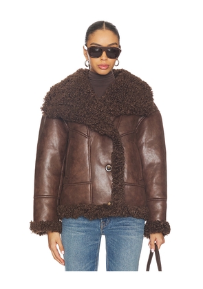 LAMARQUE Demi Faux Fur Jacket in Brown. Size M. Also in S, XS.