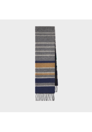 Paul Smith Grey Merino-Cashmere Stripe Scarf