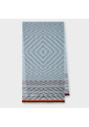 Paul Smith Blue 'Optical Diamond' Cotton-Modal Scarf