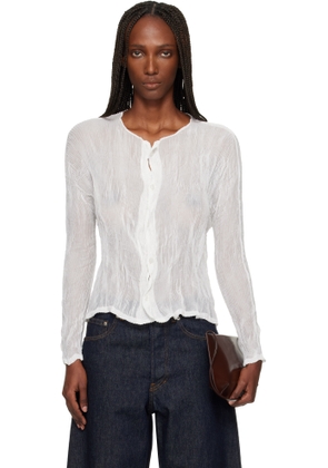 ISSEY MIYAKE White Chiffon Twist Cardigan