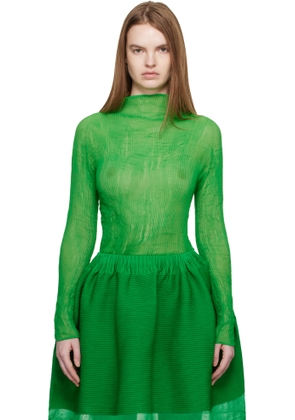 ISSEY MIYAKE Green Chiffon Twist 3 Top