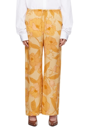 Dries Van Noten Yellow Silk Trousers