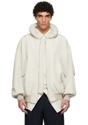 Hed Mayner Off-White Crinkled Bomber Jacket
