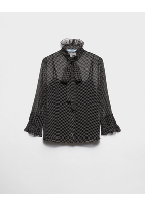 Polka-dot silk chiffon shirt