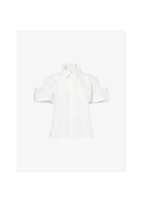 Womens Sacai Short-Sleeve Cotton Poplin Shirt