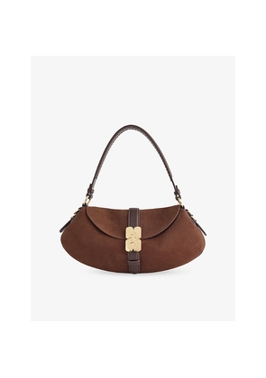 Womens Ganni Kat Baguette Suede Shoulder Bag