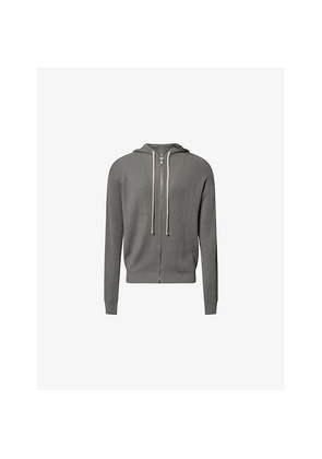 Mens Rick Owens Zip-Up Rib-Knit Wool Hoody