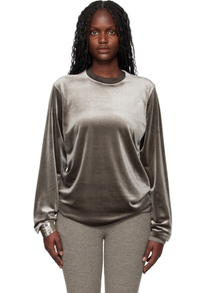 Fear of God ESSENTIALS Brown Holiday Velour Classic Long Sleeve T-shirt