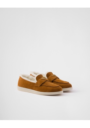Suede and shearling loafers