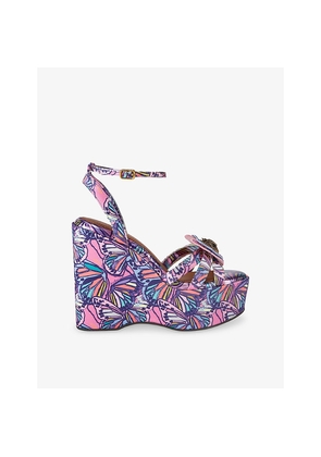 Womens Kurt Geiger London Butterfly Woven Platform Wedge Sandals
