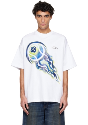 Casablanca White Flaming Tennis Ball Oversized Short Sleeve T‐shirt
