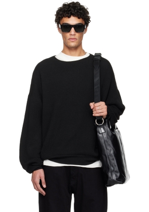 Fear of God ESSENTIALS Black Holiday Waffle Crewneck 90s Sweater