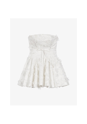 Womens Maje Floral-Appliquéd Strapless Woven Mini Dress