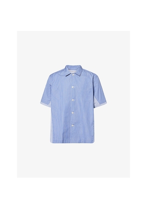Mens Sacai Pinstripe Short-Sleeve Cotton Poplin Shirt