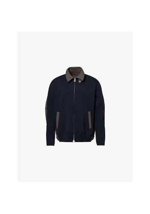 Mens Sacai Weathercloth Panelled Knitted Jacket