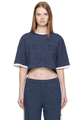 Ksubi Navy '99' Boyfriend Cropped T-shirt