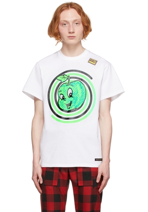 99%IS- White Spiral Apple Mesh-Eye T-Shirt
