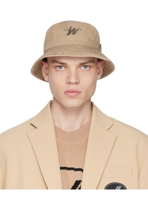 We11done Beige WD One Logo Bucket Hat