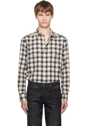TOM FORD Brown Check Western Shirt