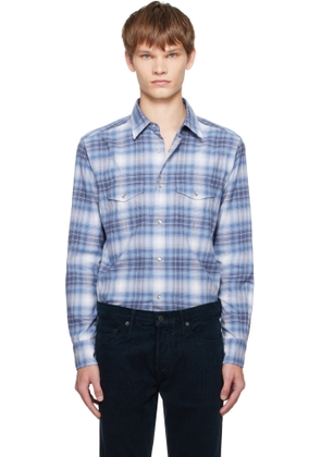 TOM FORD Blue Check Western Shirt