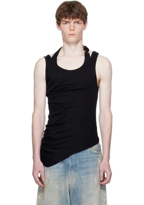 Jean Paul Gaultier Black Twisted Double Layered Tank Top