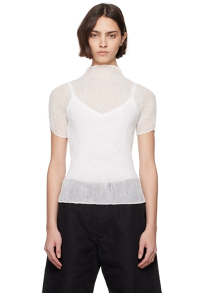 ISSEY MIYAKE White Chiffon Twist BK/WT-56 Turtleneck