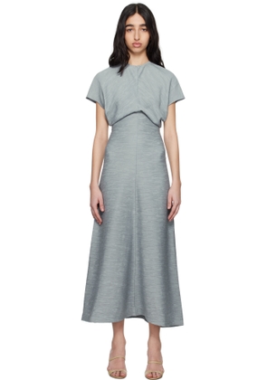 TOTEME Blue Slouch Waist Crinkled Midi Dress