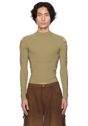 Dion Lee Khaki Snake Diamond Sweater