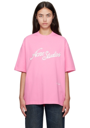 Acne Studios Pink Relaxed Fit Logo T-shirt
