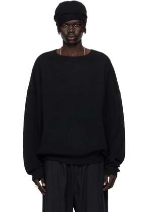 Fear of God ESSENTIALS Black Waffle Long Sleeve Crewneck Sweatshirt