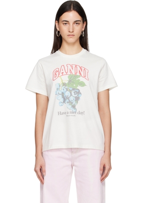GANNI Off-White Basic Cotton Jersey Grapes Relaxed T-shirt