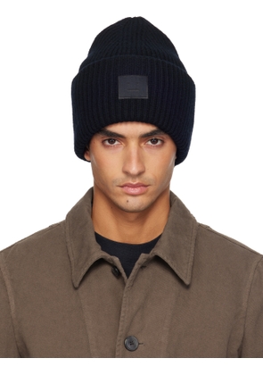 Acne Studios Black Large Face Logo Beanie