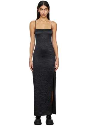 GANNI Black Crinkled Maxi Dress