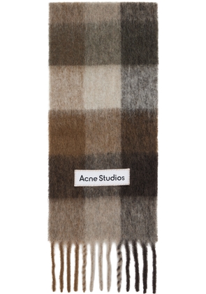 Acne Studios Brown & White Mohair Checked Scarf
