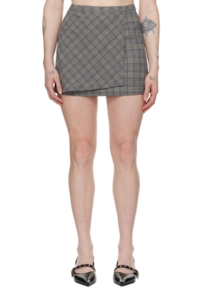 GANNI Gray Check Miniskirt
