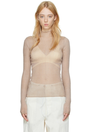 Dion Lee Taupe Rib Long-Sleeve T-Shirt