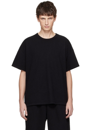 Les Tien Black Lightweight Binded Neck Oversized T-shirt