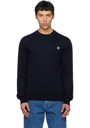 Balmain Navy Fine Silk & Cotton Sweater
