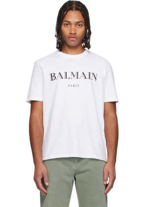 Balmain White 'Balmain' Print T-shirt