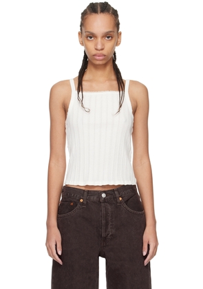 Re/Done Off-White Square Neck Tank Top