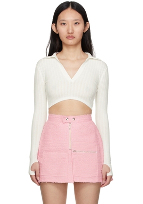 BONBOM Off-White Cropped Long Sleeve Polo