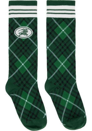 Burberry Green Argyle Check Stretch Cotton Blend Socks