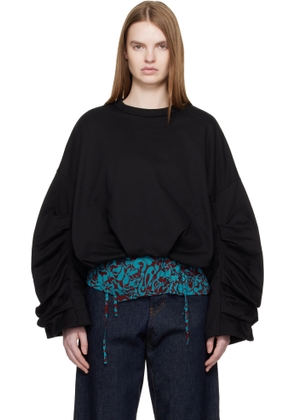Dries Van Noten Black Draped Sweatshirt