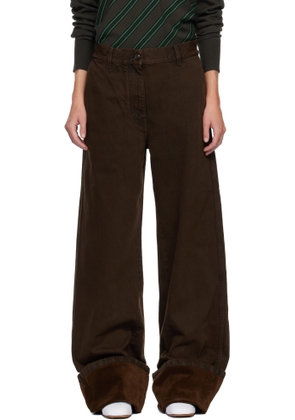 Dries Van Noten Brown Velvet Cuff Jeans