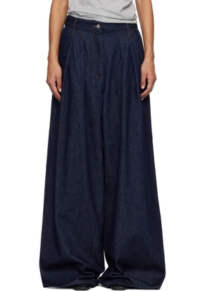 Dries Van Noten Blue Wide Pleated Jeans