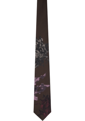 Dries Van Noten Brown Floral Tie