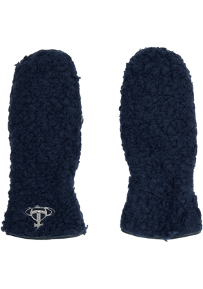 Vivienne Westwood Navy Poodle Boa Mitts