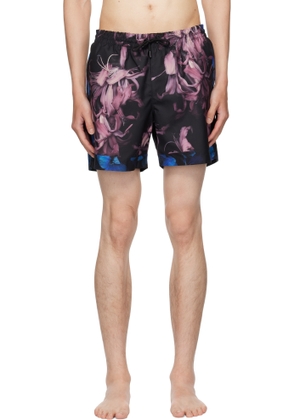Dries Van Noten Black & Blue Patterned Swim Shorts