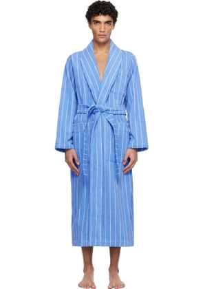 Tekla Blue & White Terry Classic Bathrobe